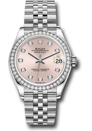 Rolex Lady-Datejust 28mm White Gold Steel Pink Diamond Dial Fluted