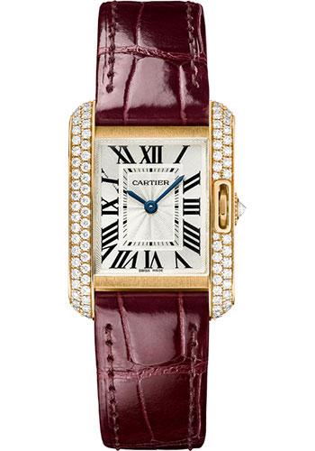 Cartier Tank Louis Rose Gold Diamond Burgundy Strap Ladies Watch