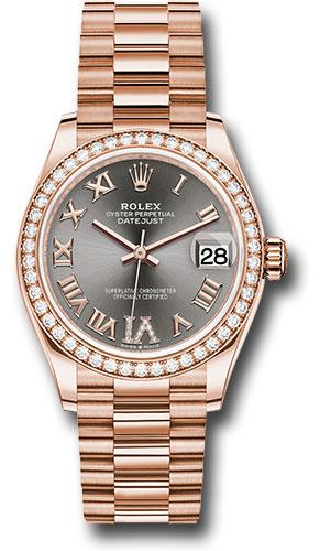 Rolex Everose Gold Datejust 31 Watch - Diamond Bezel - Rhodium Diamond Six Dial - President Bracelet - 278285RBR dkrhdr6p