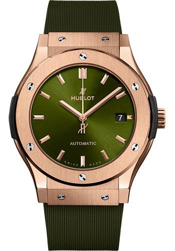 Hublot Classic Fusion King Gold Green Watch - 45 mm - Green Dial - Green Lined Rubber Strap-511.OX.8980.RX