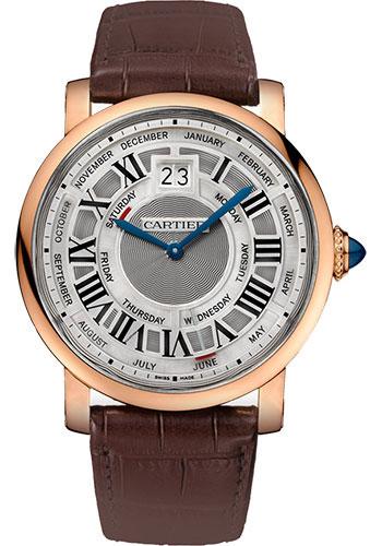 Cartier Rotonde de Cartier Annual Calendar Watch - 45 mm White Gold Case - Slate Dial - Brown Alligator Strap - W1580001