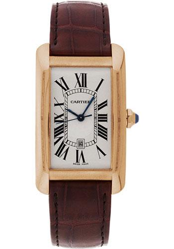 Cartier Tank Americaine Silver Dial Rose Gold Leather Strap Unisex Watch  WGTA0046