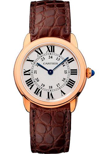 Cartier Ronde Solo De Cartier Watch - 29.5 mm Pink Gold Case - Brown Alligator Strap - W6701007