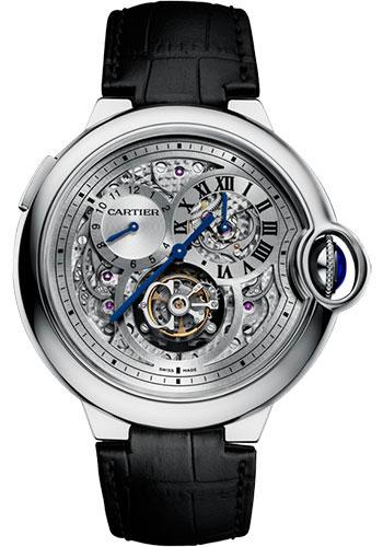 Cartier Ballon Bleu Flying Tourbillon Watch - 46.40 mm White Gold Case - Satin Brushed Dial - Black Alligator Strap - W6920081