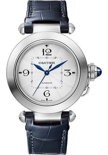 Cartier Pasha de Cartier Watch - 35 mm Steel Case - Silvered Dial - Alligator Straps - WSPA0012