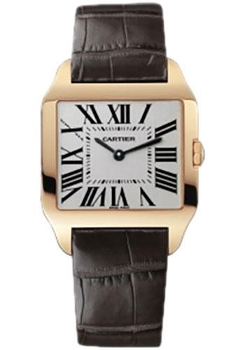 Cartier Santos-Dumont Watch - Small Pink Gold Case - Silver Dial - Alligator Strap - W2009251